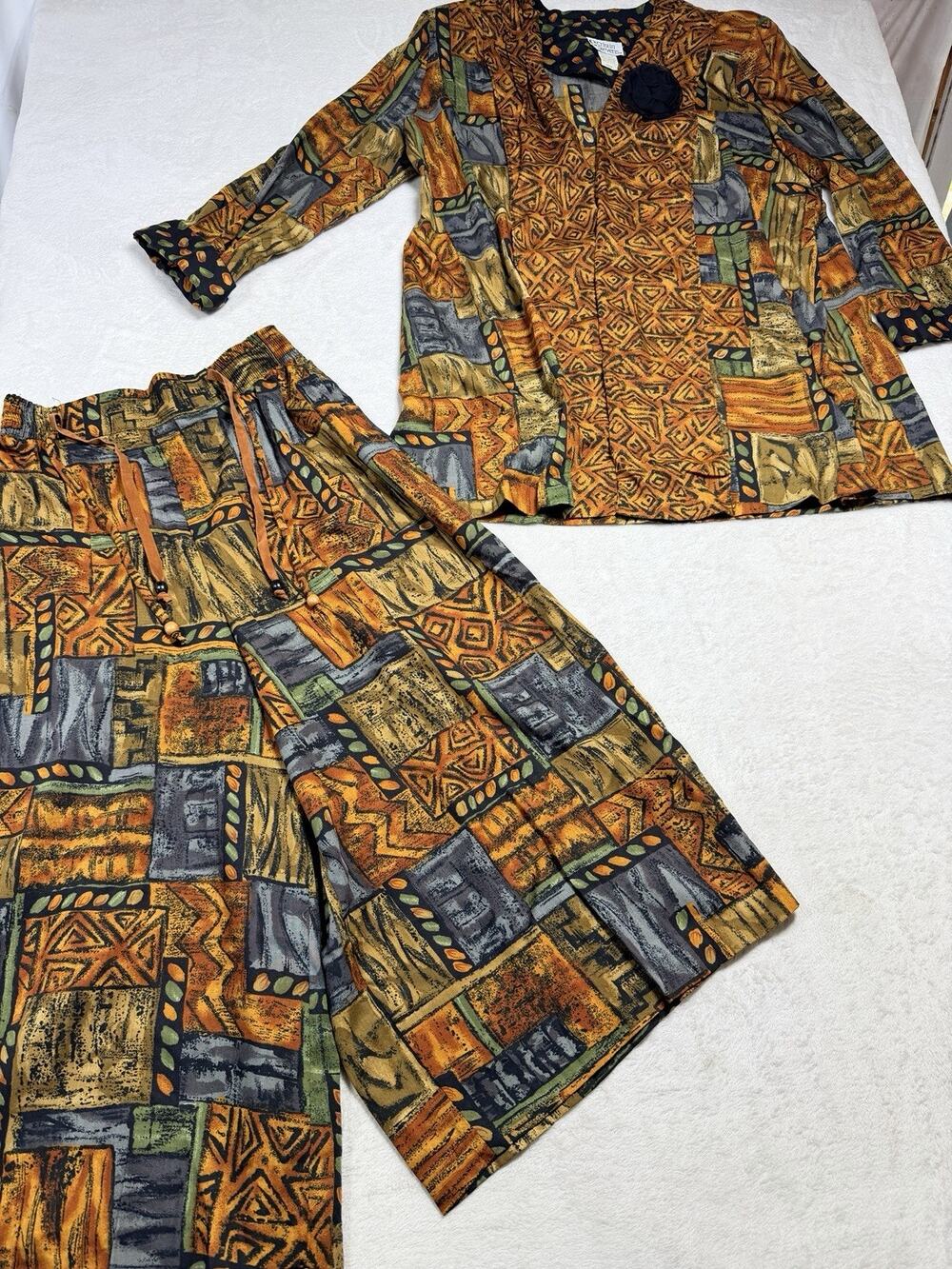 Cristin Stevens Medium 2-Piece Pant Set Abstract Geometric Art To Wear USA Made